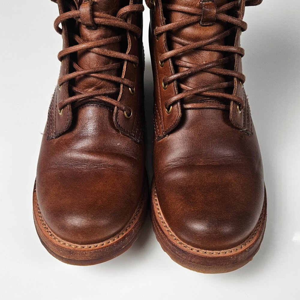 FRYE Veronica Combat Boot Cognac Brown Tan - Leather - Picture 7 of 16